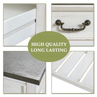 LuxenHome Farmhouse Distressed White Wood Console Table With Storage - Image 3