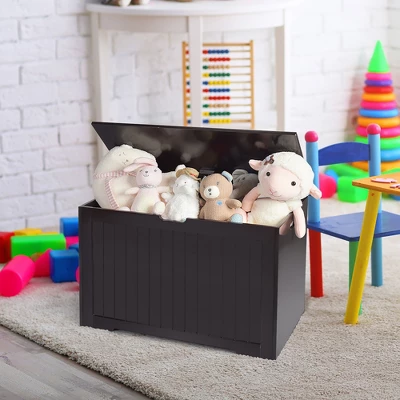 Costway Wooden Toy Box Kids Storage Chest Bench W/ Flip-Top Lid & Safety Hinge WhiteBrown - Image 8