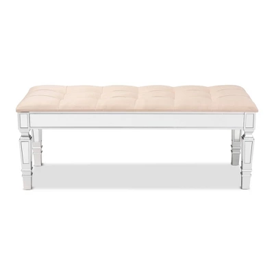 Hedia Fabric Upholstered And Wood Accent Bench - Baxton Studio - Image 2