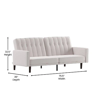 Merrick Lane Mid Century Modern Split-Back Sofa Futon With 3 Recline Positions - Image 6