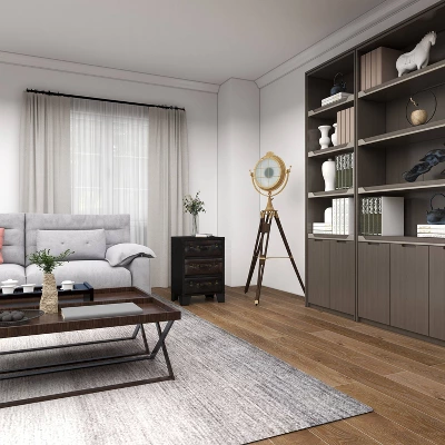 Traditional Wood And Faux Leather Cabinet Dark Brown - Olivia & May - Image 14