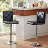 Hywela Bar Stools, Modern PU Leather Adjustable Swivel Barstools, Armless Kitchen Island Counter Bar Stools With Bigger Base, Set Of 2,Comfy- The Pop Home
