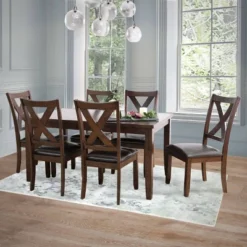 7pc Rafi Wood Dining Set Brown - Abbyson Living