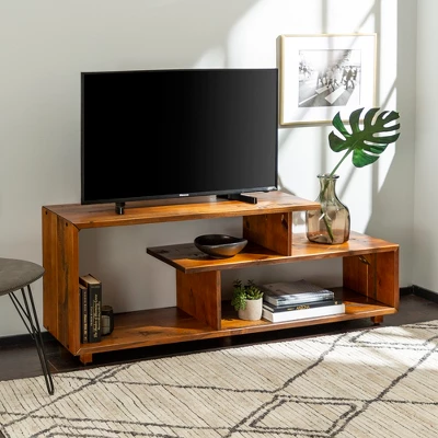 Rustic Modern Solid Wood TV Stand For TVs Up To 50" Amber - Saracina Home