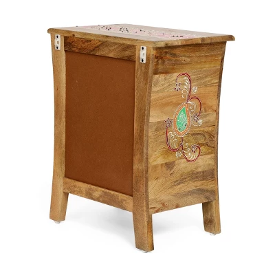 Fullen Handcrafted Boho 2 Drawer Mango Wood Nightstand Natural - Christopher Knight Home - Image 3