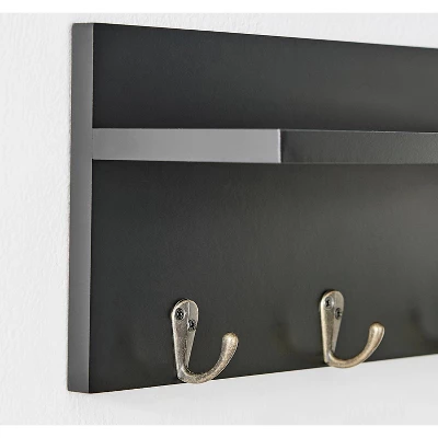 18" Utility Shelf With Pocket And Hanging Hooks Black - Danya B. - Image 6