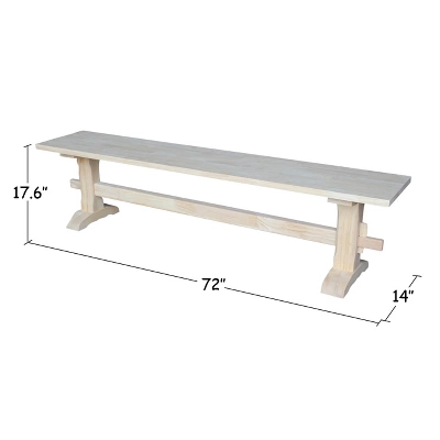 72" Trestle Bench Unfinished - International Concepts - Image 4