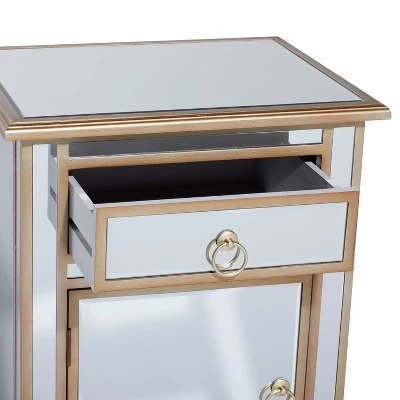 Small Glam Glass Mirrored Cabinet Beige - Olivia & May - Image 5