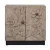Rox Floral Patterned 2 Door Storage Cabinet Natural Gray/Black - Treasure Trove