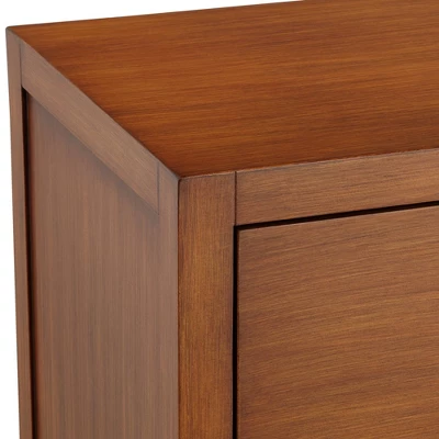 55 Downing Street Ollie 32" Wide Teak 3-Drawer Modern Cabinet With Crystal Handles - Image 2
