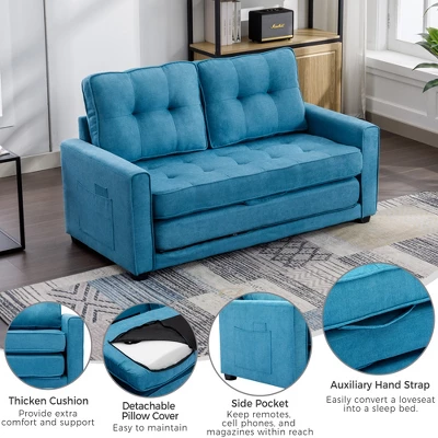 59.4" Upholstered Loveseat Sofa Couch, Pull-Out Sofa Bed With Side Pocket-ModernLuxe - Image 5