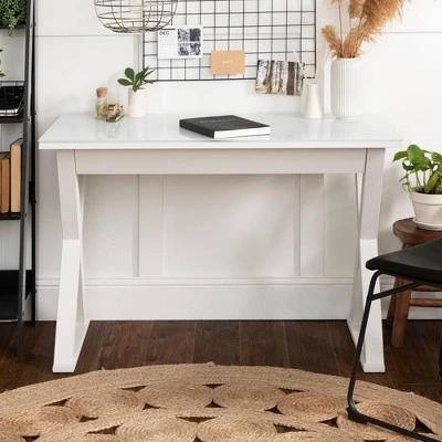 Glass Top Writing Desk With Drawer - Saracina Home - Image 8