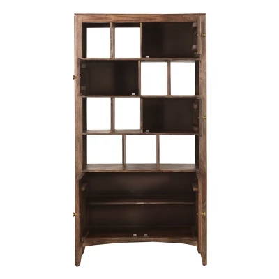 75" Nancy 5 Door Bookcase Natural Brown - Treasure Trove Accents - Image 3