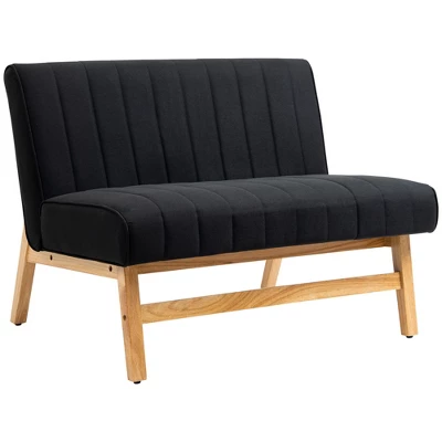 HOMCOM 42" Small Loveseat Sofa Couch For Bedroom, Living Room Furniture, Space-Saving 2 Seater Couch, Modern Couch Loveseat Upholstered - Image 6