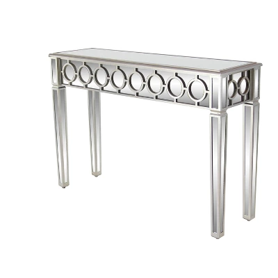 Glam Mirror And Wood Patterned Console Table Silver - Olivia & May - Image 5