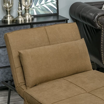 HOMCOM 4-in-1 Multi Function Folding Single Sofa Bed With Retractable Footrest, Convertible Sleeper With Adjustable Backrest, Brown - Image 5