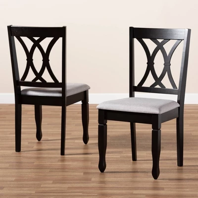 2pc Reneau Upholstered Wood Dining Chair Set - Baxton Studio - Image 6