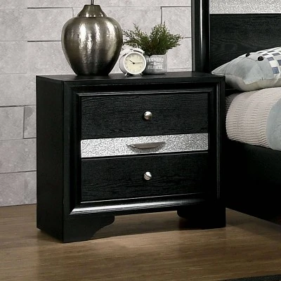 2pc Queen Whether By Bed With Nightstand Black - MiBasics - Image 5