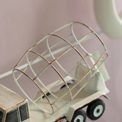 Vintiquewise Decorative Rustic Metal White Single Bottle Cement Truck Wine Holder For Tabletop Or Countertop - Image 6