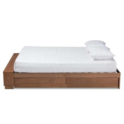 Arthur Wood Platform Bed With Built-In Shelves Ash Walnut - Baxton Studio - Image 2