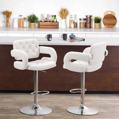 Set Of 2 Adjustable Counter Height Barstools With Armrests - CorLiving - Image 10
