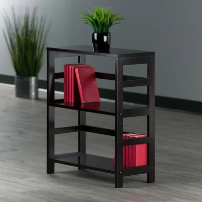 29.21" 2 Tier Leo Shelf Storage Or Bookshelf Wide Espresso Brown - Winsome - Image 7
