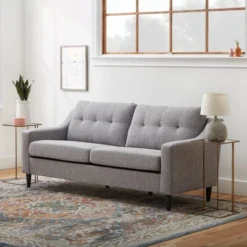 Ellen Upholstered Scooped Arm Sofa With Square Tufting - Brookside Home
