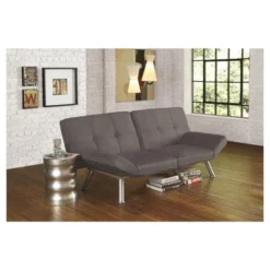 DHP Contempo Microsuede Upholstered Convertible Futon Charcoal - Dorel Home Products
