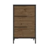 Wood And Metal Office Accent Storage Cabinet With 3 Drawers Brown/Black - The Urban Port