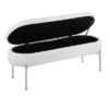 48" Chloe PU Leather/Metal Storage Bench Chrome/White - LumiSource