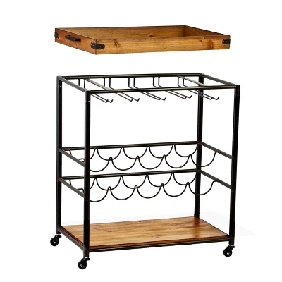 Maresal Bar Cart Black/Natural - Aiden Lane - Image 2