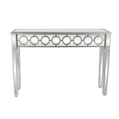 Glam Mirror And Wood Patterned Console Table Silver - Olivia & May