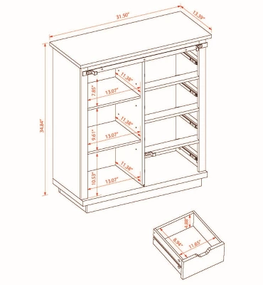 LuxenHome Rustic Wood 4-Drawer 1-Sliding Door Storage Cabinet. - Image 2