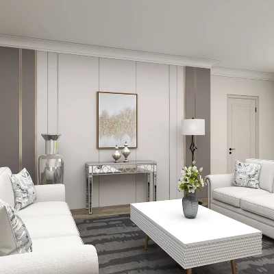 Glam Mirror And Wood Patterned Console Table Silver - Olivia & May - Image 14