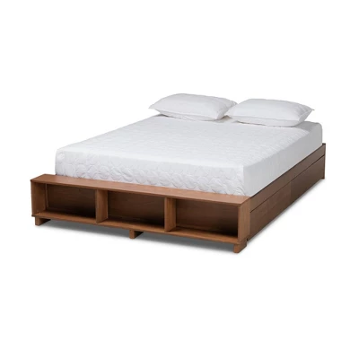 Arthur Wood Platform Bed With Built-In Shelves Ash Walnut - Baxton Studio - Image 10