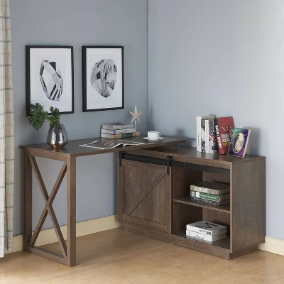 Sevyn Transitional L Shape Desk Walnut Oak - HOMES: Inside + Out - Image 6