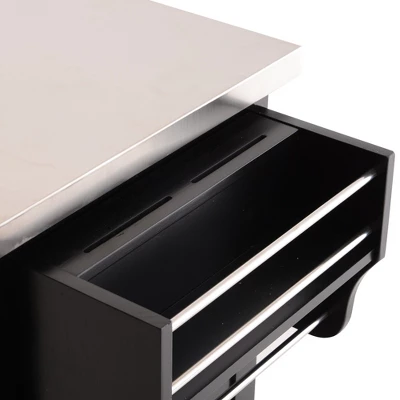 HOMCOM Rolling Kitchen Island Utility Trolley, Storage Cart On Wheels With Drawer, Spice Rack, Black - Image 6