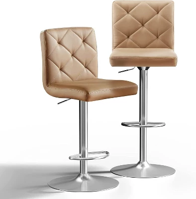 Hywela Bar Stools, Modern PU Leather Adjustable Swivel Barstools, Armless Kitchen Island Counter Bar Stools With Bigger Base, Set Of 2,Comfy- The Pop Home - Image 10