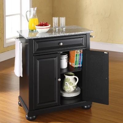 Alexandria Gray Granite Top Portable Kitchen Island/Cart - Crosley - Image 2