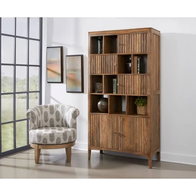 75" Nancy 5 Door Bookcase Natural Brown - Treasure Trove Accents - Image 5