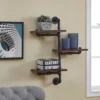 31.1" X 24.2" 3 Tier Industrial Pipe Wall Shelf Brown/Black - Danya B.