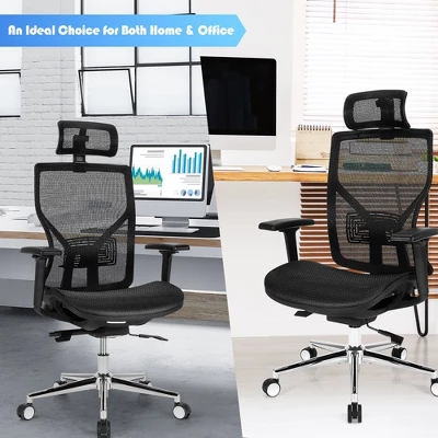 Costway Ergonomic Office Chair High-Back Mesh Chair W/Adjustable Lumbar Support - Image 2