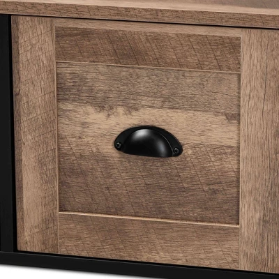 Connell Two-Tone Wood And Metal 2 Door TV Stand For TVs Up To 40" Natural Brown/Black - Baxton Studio - Image 5