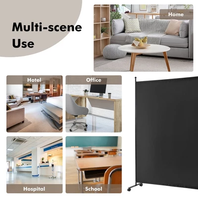 Costway 6FT Single Panel Room Divider With Wheels Rolling Fabric Partition Privacy Screen - Image 5