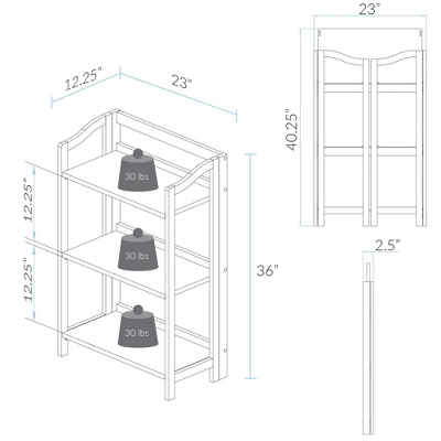 Stratford 36" 3 Shelf Folding Bookcase - Image 5