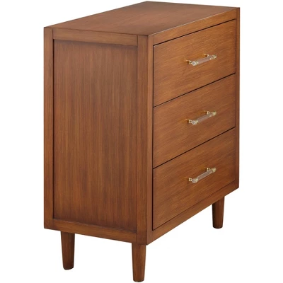 55 Downing Street Ollie 32" Wide Teak 3-Drawer Modern Cabinet With Crystal Handles - Image 7