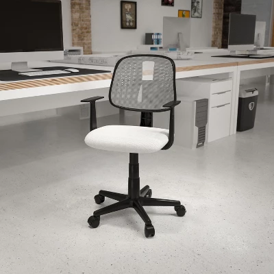 Emma And Oliver Pivot Back Mesh Swivel Task Office Chair With Arms