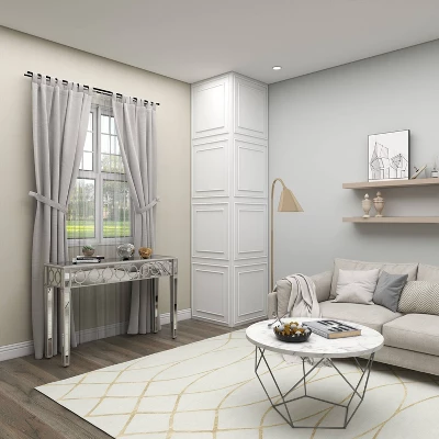 Glam Mirror And Wood Patterned Console Table Silver - Olivia & May - Image 13