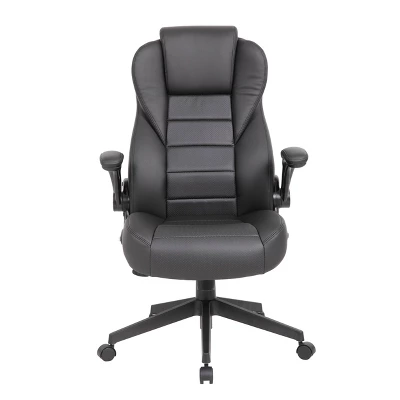 Executive High Back Leatherplus Flip Armchair Black - Boss Office Products - Image 2