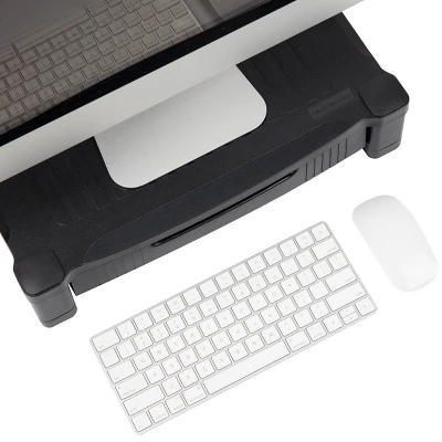 4" Plastic Monitor Stand With Drawer Black - Mind Reader - Image 3